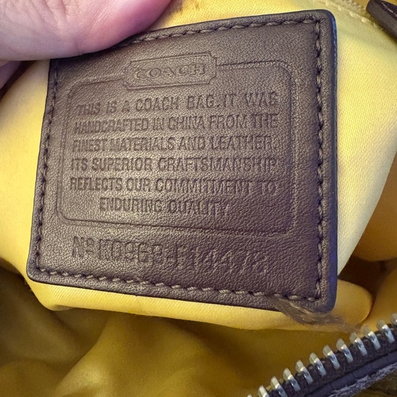 COACH Heritage Signature Stripe Zip Top Brown Shoulder Satchel Handbag F14478 - Picture 10 of 10